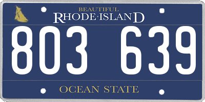 RI license plate 803639