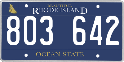 RI license plate 803642