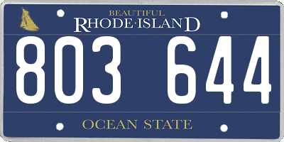 RI license plate 803644