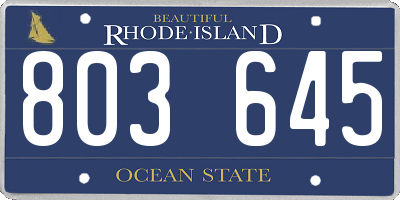 RI license plate 803645