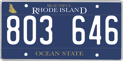 RI license plate 803646