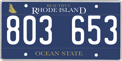 RI license plate 803653