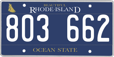 RI license plate 803662