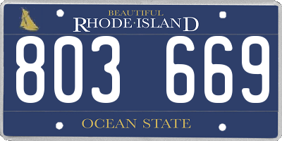 RI license plate 803669