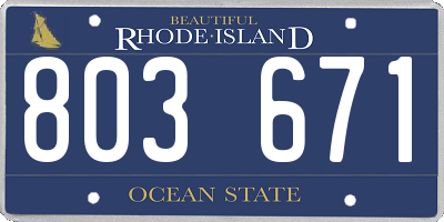 RI license plate 803671