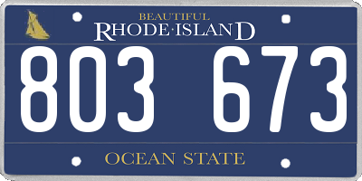 RI license plate 803673