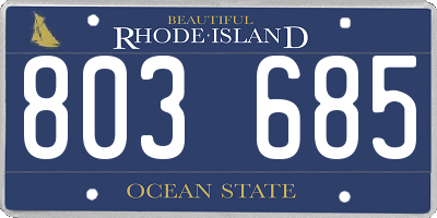 RI license plate 803685