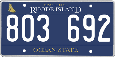 RI license plate 803692