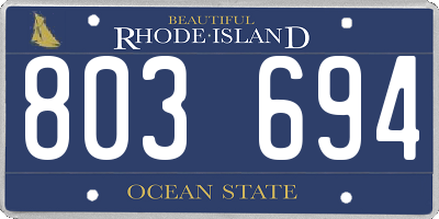 RI license plate 803694