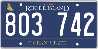 RI license plate 803742