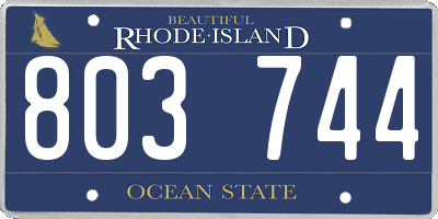 RI license plate 803744