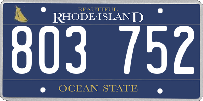 RI license plate 803752