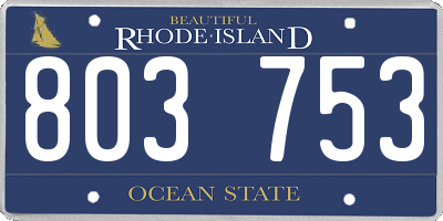 RI license plate 803753