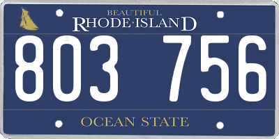 RI license plate 803756