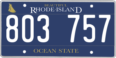 RI license plate 803757