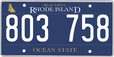 RI license plate 803758