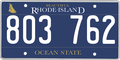 RI license plate 803762