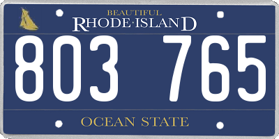 RI license plate 803765