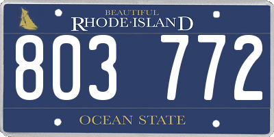 RI license plate 803772