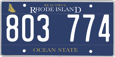 RI license plate 803774