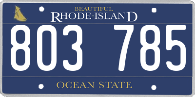 RI license plate 803785