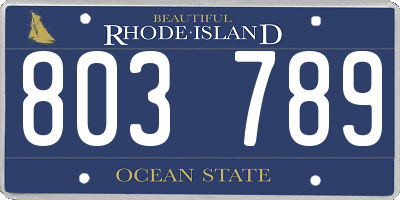 RI license plate 803789