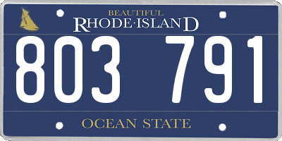 RI license plate 803791