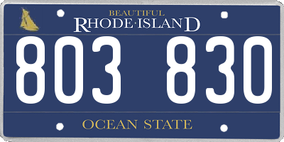 RI license plate 803830