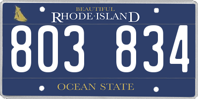 RI license plate 803834