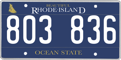 RI license plate 803836