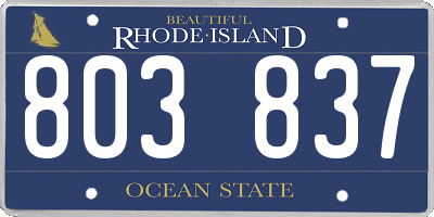 RI license plate 803837