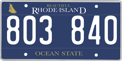 RI license plate 803840