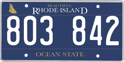 RI license plate 803842