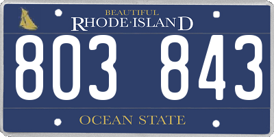 RI license plate 803843