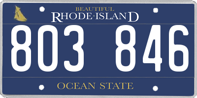 RI license plate 803846
