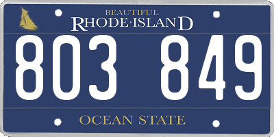 RI license plate 803849