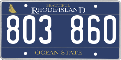 RI license plate 803860