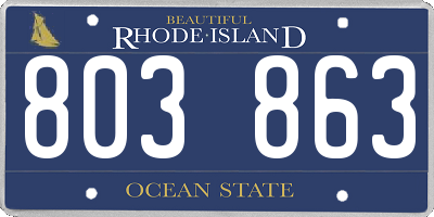 RI license plate 803863