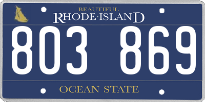 RI license plate 803869