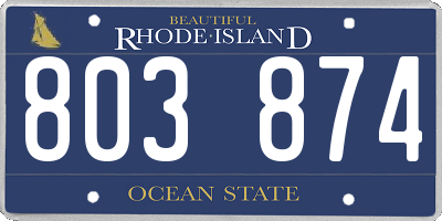 RI license plate 803874