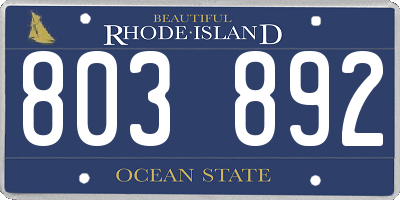 RI license plate 803892