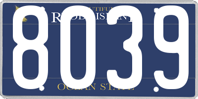 RI license plate 8039