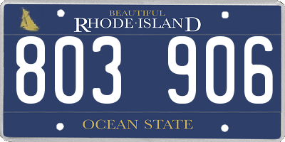 RI license plate 803906