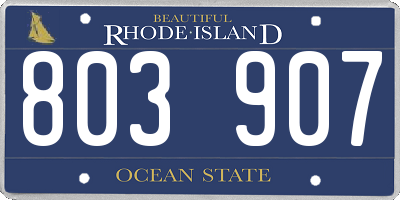 RI license plate 803907