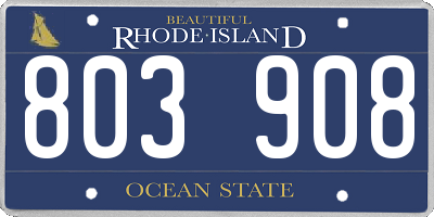 RI license plate 803908