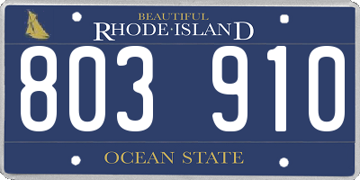RI license plate 803910