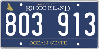 RI license plate 803913
