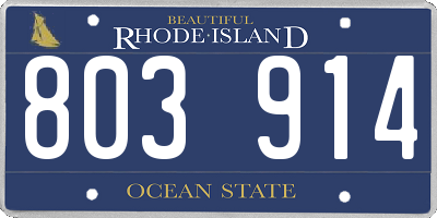 RI license plate 803914