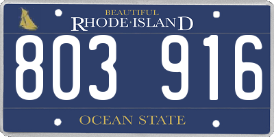RI license plate 803916