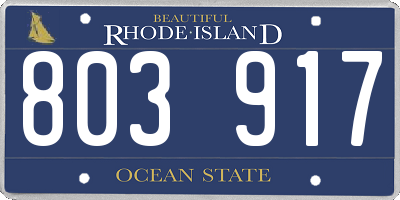 RI license plate 803917